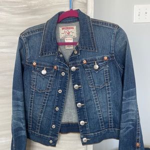 True Religion Distressed Denim Jacket excellent like new condition size M